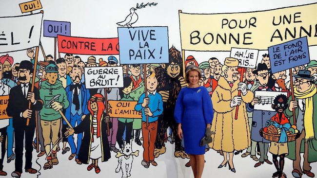 Ucapan salam bernuansa Islami menghiasi instalasi yang dipajang di Grand Palais di Paris, Prancis, selama digelar Herge Expo, hingga 15 Januari 2017.