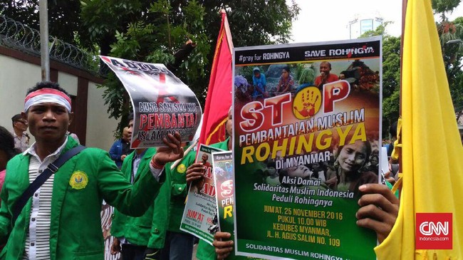 Protes Pembantaian Rohingya, Kedubes Myanmar Dipadati Massa
