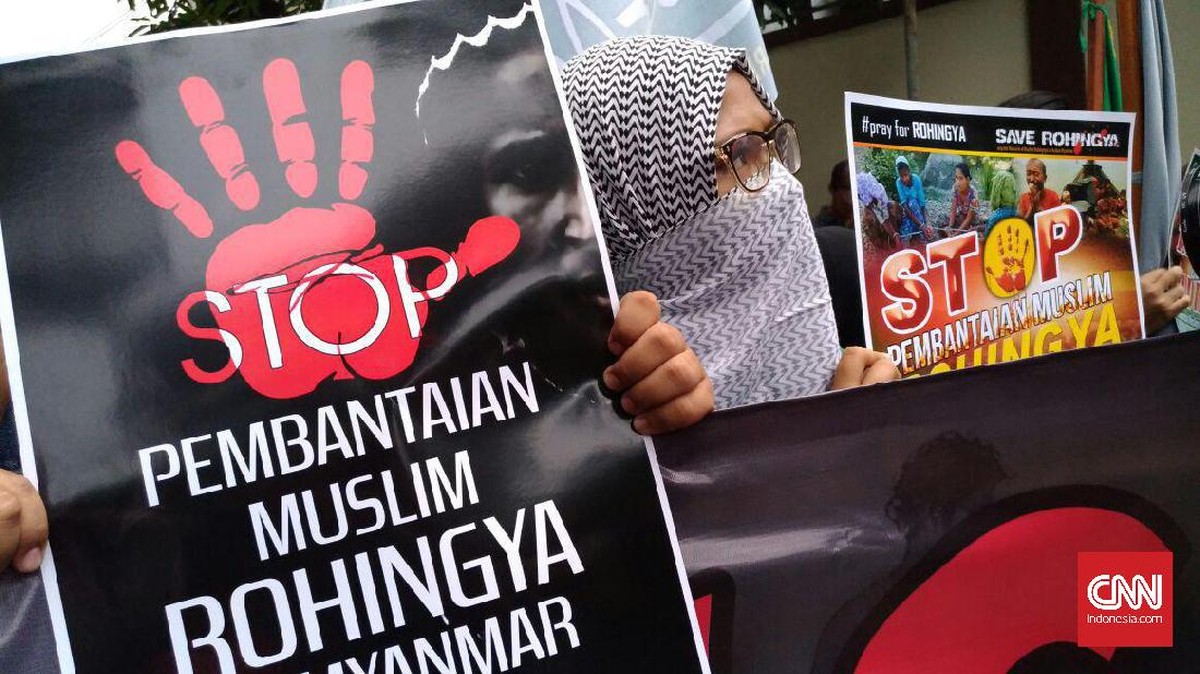 Protes Pembantaian Rohingya, Kedubes Myanmar Dipadati Massa