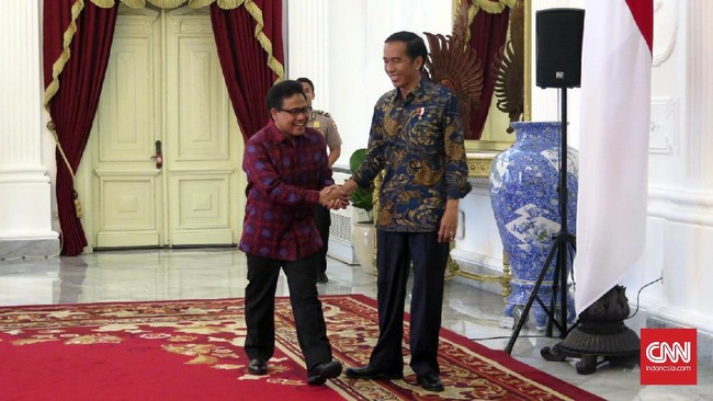 Jokowi mengaku satu dari lima nama kandidat cawapres yang dia kantongi untuk Pilpres 2019 adalah Muhaimin Iskandar atau Cak Imin.