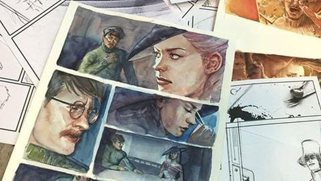 Kalau biasanya komik dibaca lewat buku, layar komputer atau ponsel, Ceramic Sky yang menjadi komik pertama Varsam Kurnia dilukis dengan cat air.