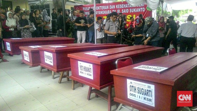 Identifikasi lima korban salah satunya diambil dari bukti primer berupa gigi. Saat ini, korban yang belum teridentifikasi berjumlah 12 jiwa.