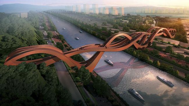 Jembatan Lucky Knot jadi daya tarik wisata baru di Changsa, China. Jembatan itu merupakan gabungan tiga jembatan yang 'dikepang' menjadi satu.
