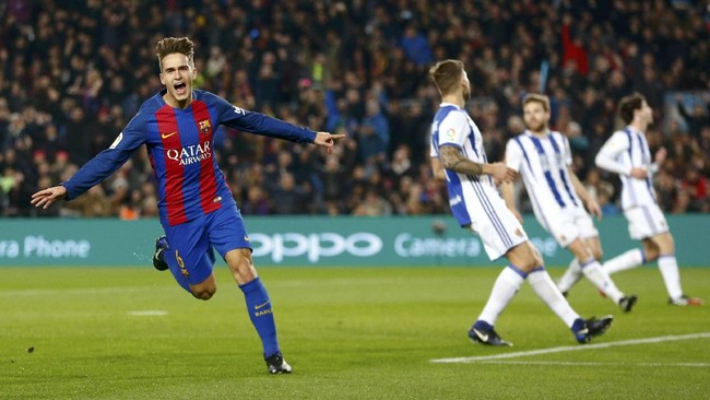 Denis Suarez mencetak dua gol dan Barcelona menang 5-2 atas Ral Sociedad pada laga leg kedua perempat final Piala Raja, Kamis (26/1) malam waktu setempat.