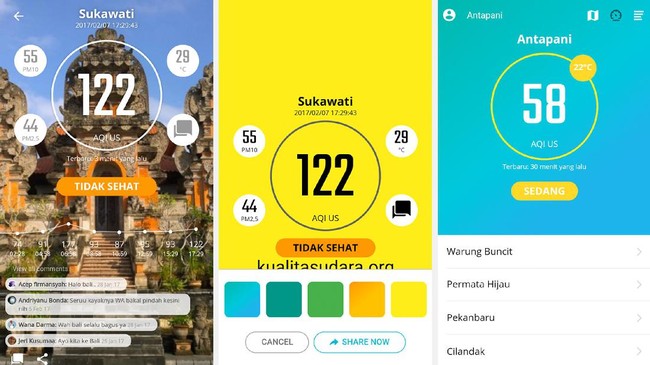 Aplikasi yang diberi nama UdaraKita tersebut bermanfaat untuk mengetahui kualitas udara berdasarkan perhitungan jumlah konsentrasi PM 2.5.