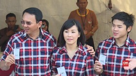 Ahok Gunakan Hak Pilih Didampingi Istri dan Anak