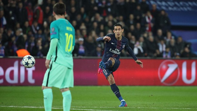 Pembaca CNNIndonesia.com memilih Angel Di Maria sebagai pemain terbaik pada laga PSG lawan Barcelona di Parc des Princes.