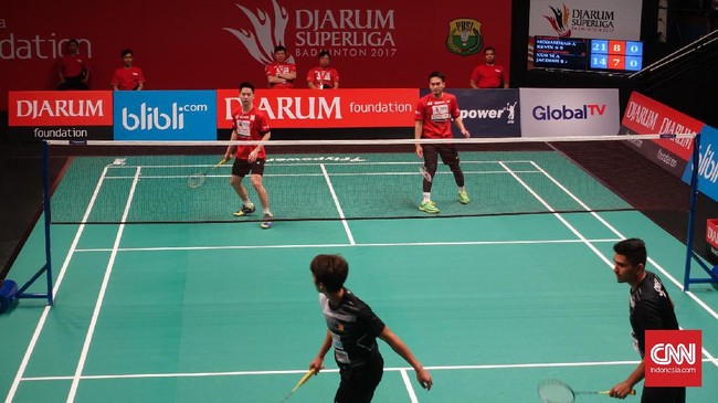 Mohammad Ahsan/Kevin Gideon menumbangkan lawan pertama mereka dari tim Sports Affairds, Nur Mohd Azriyn Ayub/Jagdish Singh.