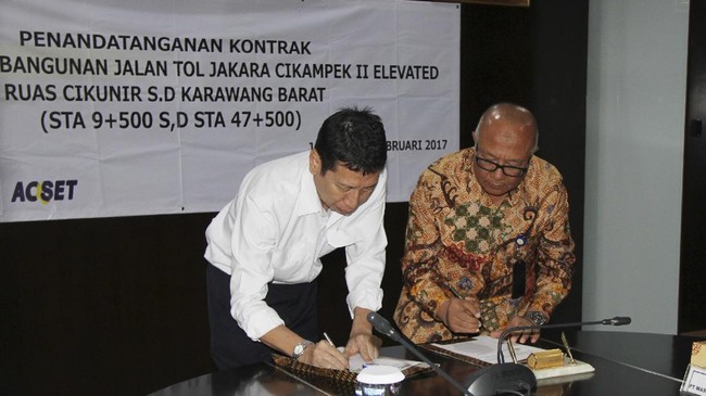 PT Waskita Karya (Persero) Tbk memegang 51 persen dan mengerjakan 19,7 km. Sementara PT Acset Indonusa Tbk mengempit 49 persen dan menggarap 18,9 km.