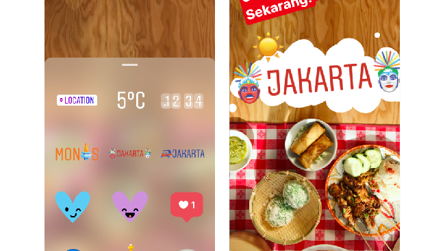Bukan sekedar pamer lokasi, Instagram mengklaim stiker kota terbarunya ini didesain untuk merepresentasikan ikon kota Jakarta dan New York.