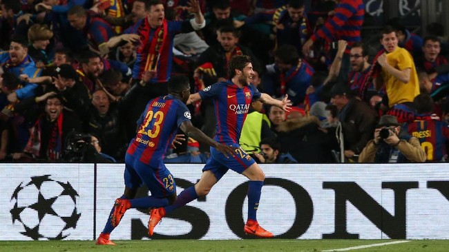 Sergi Roberto sudah mengoleksi tiga gol di Liga Champions untuk Barcelona, dan semuanya terjadi di Camp Nou. Yang teranyar terjadi ke gawang PSG.