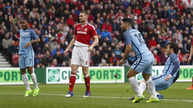 David Silva berhasil membawa Manchester City unggul cepat atas Middlesbrough dalam laga babak perempat final Piala FA di Stadion Riverside.