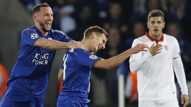 Leicester City melangkah ke perempat final Liga Champions untuk kali pertama setelah mengalahkan Sevilla 2-0 pada leg kedua babak 16 besar Liga Champions.