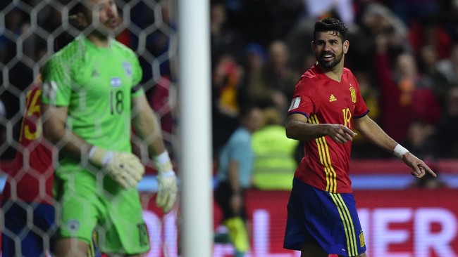 Timnas Spanyol kehilangan bomber andalannya, Diego Costa,  jelang laga persahabatan melawan Perancis di Stade de France, Paris, Senin (28/3).