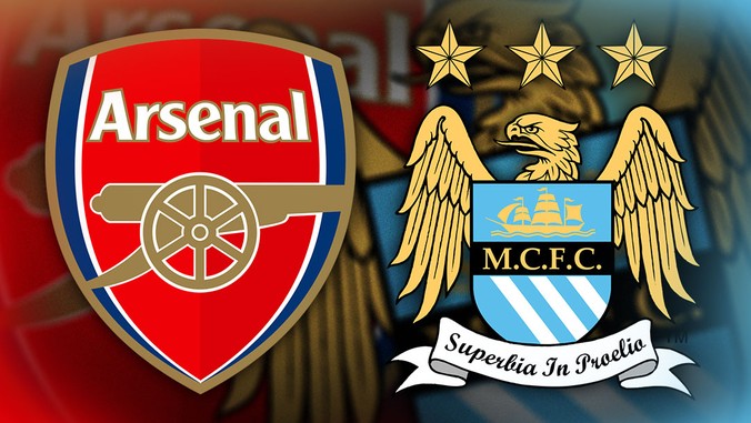 Laga Liga Inggris antara tuan rumah Arsenal dan tim tamu Manchester City di Stadion Emirates, London, berakhir imbang 2-2, Minggu (2/4).