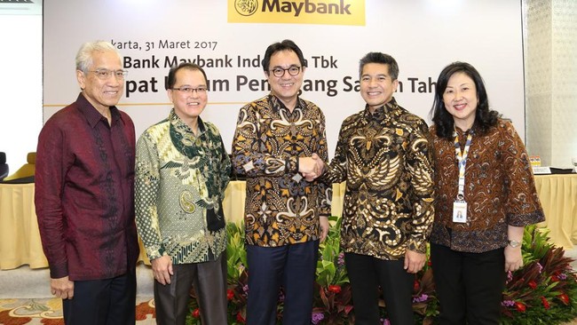 PT Bank Maybank Indonesia Tbk (Maybank Indonesia) membagikan keuntungan dari laba (dividen) sebesar Rp389,6 miliar kepada para pemegang saham.