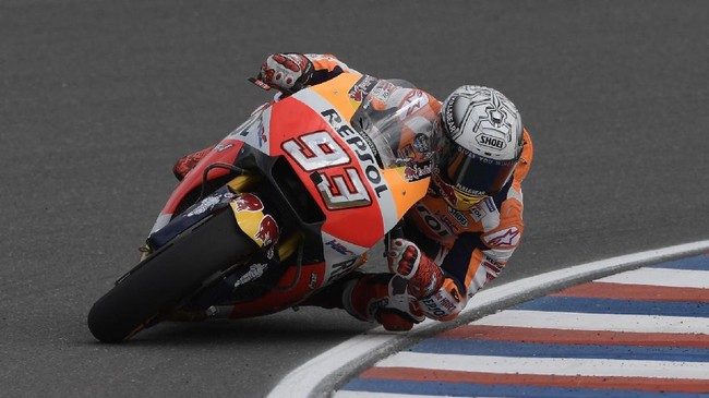 Pebalap Repsol Honda Marc Marquez berhasil menjadi raja di Sirkuit The Americas, Texas, setelah memastikan gelar kelima di GP Amerika Serikat, Minggu (23/4).