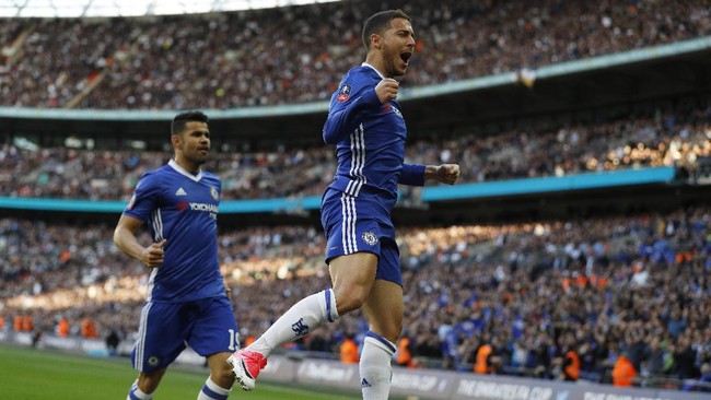 Eden Hazard senang bisa merasakan final pertama di Piala FA sejak lima tahun bergabung bersama Chelsea. Ia mencetak satu gol saat menekuk Spurs 4-2.