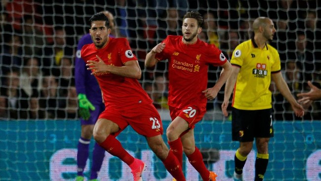 Gol akrobatik Emre Can sukses mengantarkan Liverpool menang tipis 1-0 atas Watford. Emre Can menyambut umpan lambung Lucas Leiva dengan tendangan salto.