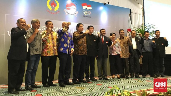 Pengurus Besar Wushu Indonesia (PBWI) menggelar munas untuk memilih Menteri Perindustrian yang merupakan calon tunggal Ketua Umum, Airlangga Hartarto.