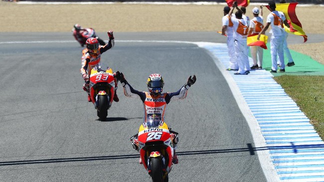 Pebalap Repsol Honda, Marc Marquez kembali menjadi yang terbaik pada latihan bebas saat gelaran latihan bebas ketiga MotoGP Katalonia 2017, Sabtu (9/6).