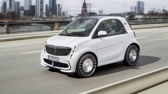 Gambar Maybach versi mini menyebar di dunia maya. Tampak seperti Mercedes-Benz Smart, mobil ini tampil mewah. Hasil karya dari Peisert Design.