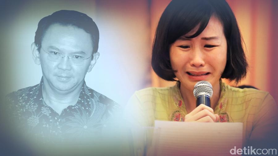 Veronica Tan Menangis saat membacakan surat Ahok dari penjara, Selasa (23/5/2017)
