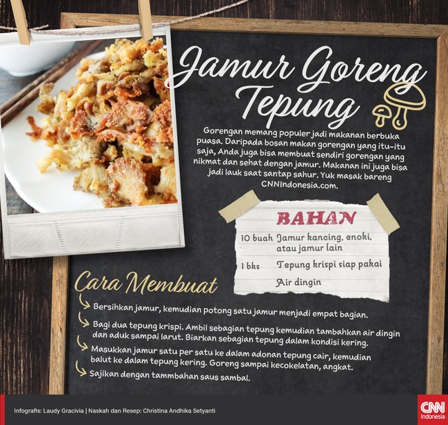 Daripada bosan makan gorengan yang hampir selalu sama setiap hari, kenapa tidak membuat sendiri gorengan yang nikmat dan sehat dengan jamur.