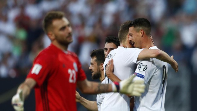 Jerman tak banyak ‘berkeringat’ saat menghancurkan San Marino 7-0 pada laga kualifikasi Piala Dunia zona Eropa. Mereka hanya turunkan skuat pelapis.