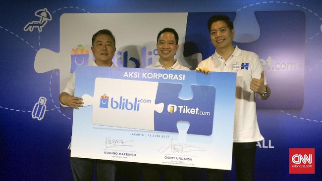 CEO Tiket.com Gaery Undarsa mengumumkan bahwa perusahaannya telah resmi diakuisisi oleh Blibli.com.