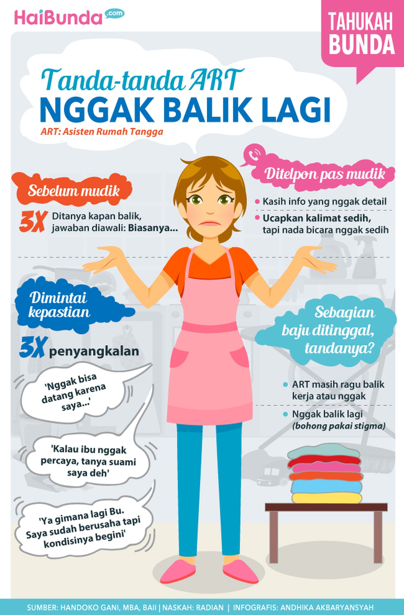 Kalau si mbak ART nanti nggak balik kerja lagi, apa aja ya tandanya? 