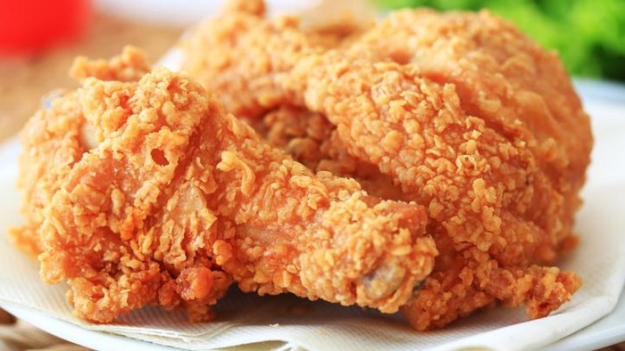 Crispy fried chicken and french fries