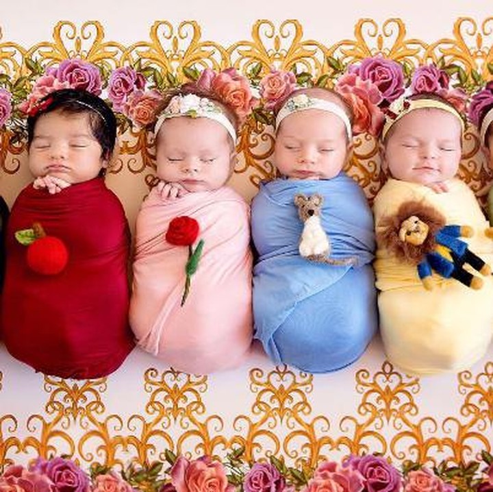 <p>Fotografer Karen Marie menjadikan 6 bayi perempuan yang baru lahir sebagai model karakter putri Disney. Masing-masing bayi dilengkapi dengan boneka yang jadi tanda karekter mereka. Ariel dengan ikan, Aurora dengan mawar, Snow White dengan apel, Belle dengan si buruk rupa, Jasmine dengan lampu ajaib dan Cinderella dengan tikusnya. (Foto: Instagram/ @bellybeautifulportrait)  </p>
