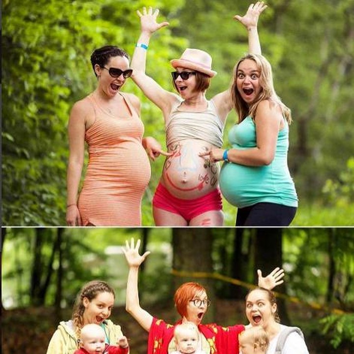<div>Tiga orang Bunda saat masih hamil dan setelah mereka melahirkan. (Foto: Instagram /@magnatphotography via @pregnancygram_)</div><div> </div>