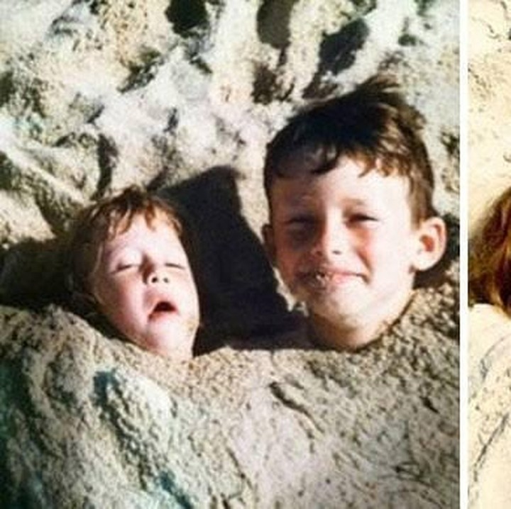 <p>Meski bentuk wajahnya berubah tapi mereka berusaha keras berpose mirip seperti waktu kecil. (Foto: Facebook/ Going Viral)</p>