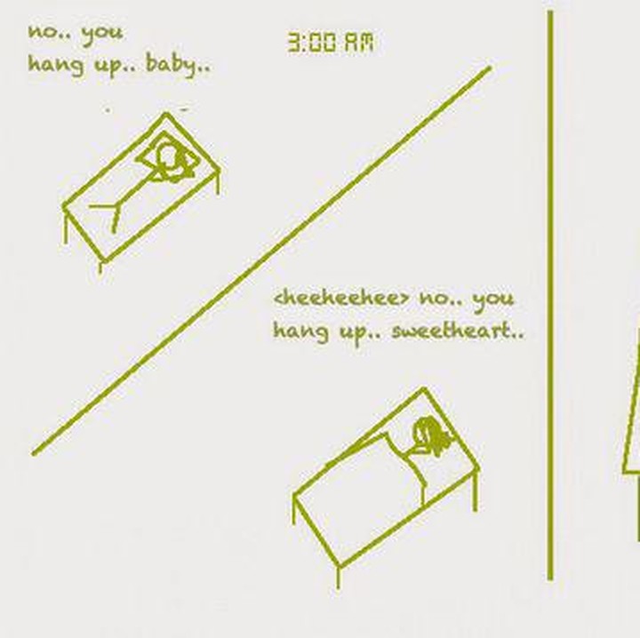Waktu masih pacaran buat tidur aja romantis banget, nggak ada yang mau ngalah buat tutup telepon duluan. Ketika udah nikah tidur mah tidur aja ya Bun. Hi hi hi.