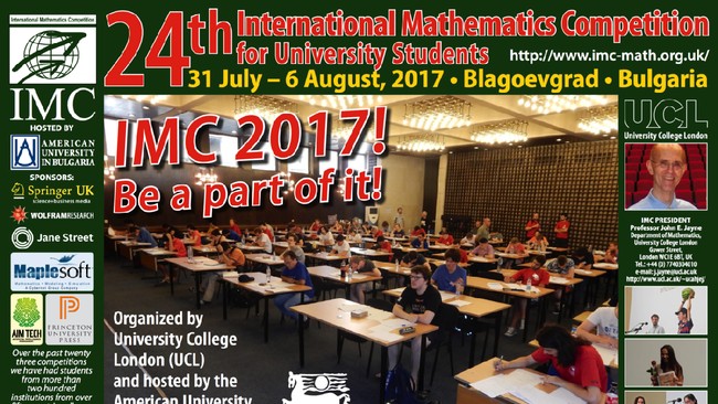 Mahasiswa Indonesia meraih berbagai penghargaan di ajang International Mathematics Competition for University Students (IMC) ke-24 ketika di Bulgaria.