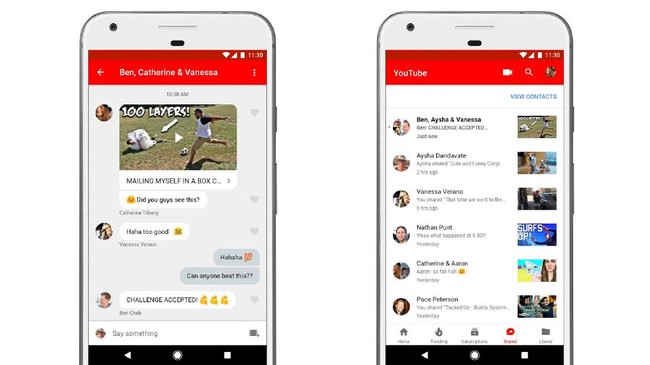 Pengguna bisa memanfaatkan layanan chat di Youtube untuk berbagi video.