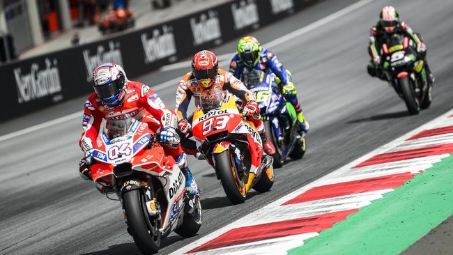 GP Inggris: Dovizioso Juara, Rossi Ketiga, Marquez Tak Finis