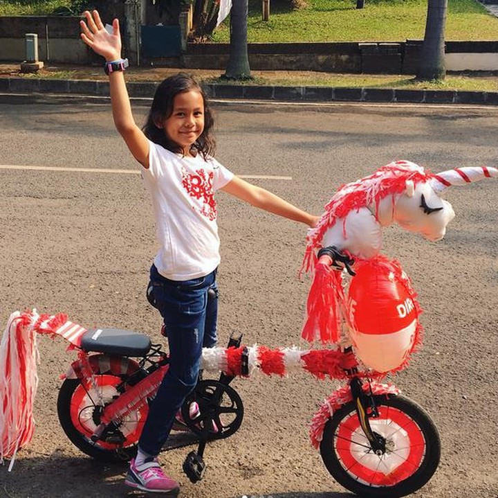 'Halo Bunda, ini unicorn merah putihku'. (Foto: Instagram @trenny_indriati)<br /><br />