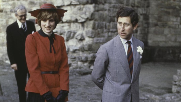 Prince Charles Prince Charles and the Princess of Wales (1961 - 1997, later Diana, Princess of Wales) at Caernarvon Castle during an official tour of Wales, 27th October 1981. (Photo by Hulton Archive/Getty Images)