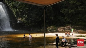 Air Terjun Lumpur Terjadi di Curug Batu Templek Akibat Hujan Deras