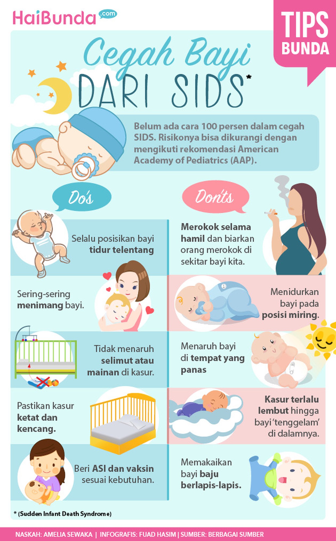 Bunda Perlu Tahu, Cara Mencegah Kematian Mendadak pada Bayi Bunda, yuk simak cara-cara yang bisa diikhtiarkan untuk mencegah kematian mendadak pada bayi.