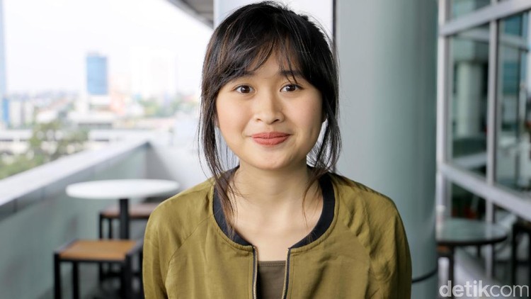 Gritte Agatha saat berkunjung ke kantor detikcom.