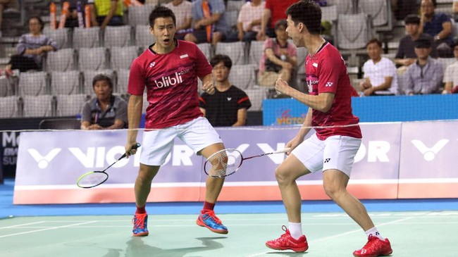 Kevin Sanjaya Sukamuljo/Marcus Fernaldi Gideon ke final Jepang Super Series 2017 setelah mengalahkan Mathias Boe/Carsten Mogensen.