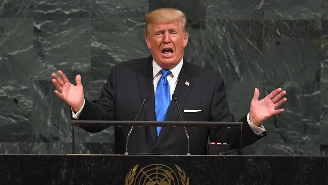 Presiden Donald Trump dengan lantang mengatakan di hadapan sidang Majelis Umum PBB bahwa AS akan menghancurkan Korea Utara jika terancam.