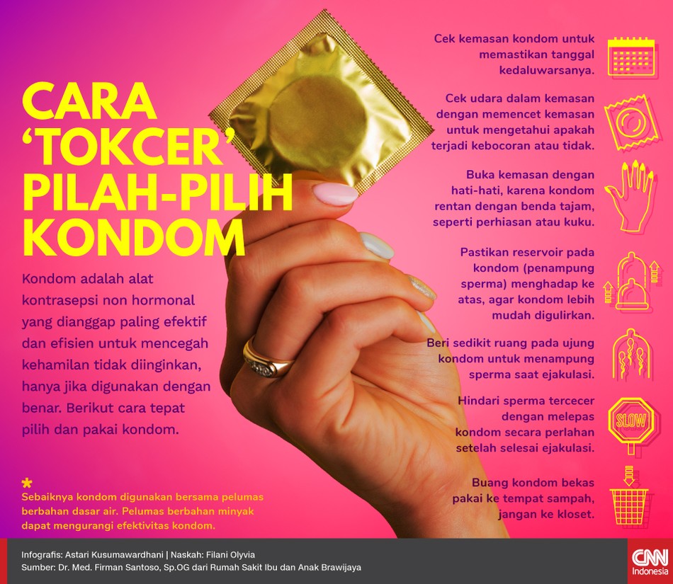 Kondom adalah alat kontrasepsi non hormonal yang dianggap paling efektif dan efisian untuk mencegah kehamilan tidak diinginkan. Berikut cara tepat memilihnya.