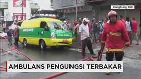 Hendak Menuju Pengungsian Gunung Agung, Ambulans Terbakar