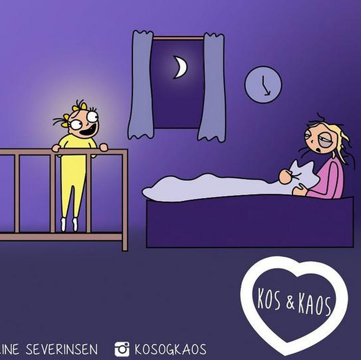 <p>Sudah tengah malam, mata bunda sudah 5 watt, tapi energi si kecil masih full. (Foto: Instagram/ @kosogkaos)</p>