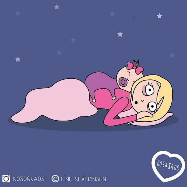 <p>'Bunda pasrah deh, Nak. Asal kamu bisa tidur'. (Foto: Instagram/ @kosogkaos)</p>